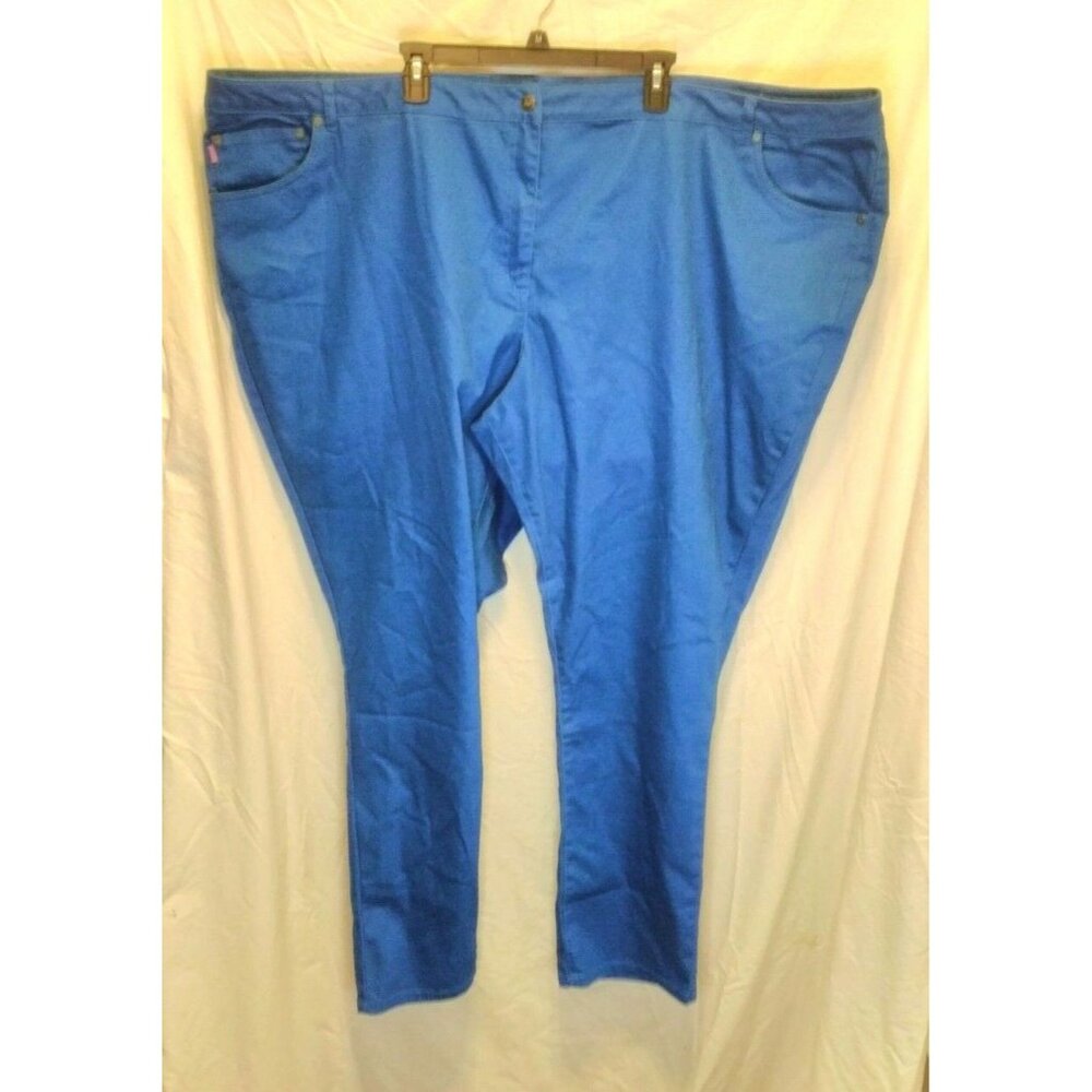 Woman Within Natural Fit Denim Aqua Blue Jeans Straight Leg 5 Pocket 38T